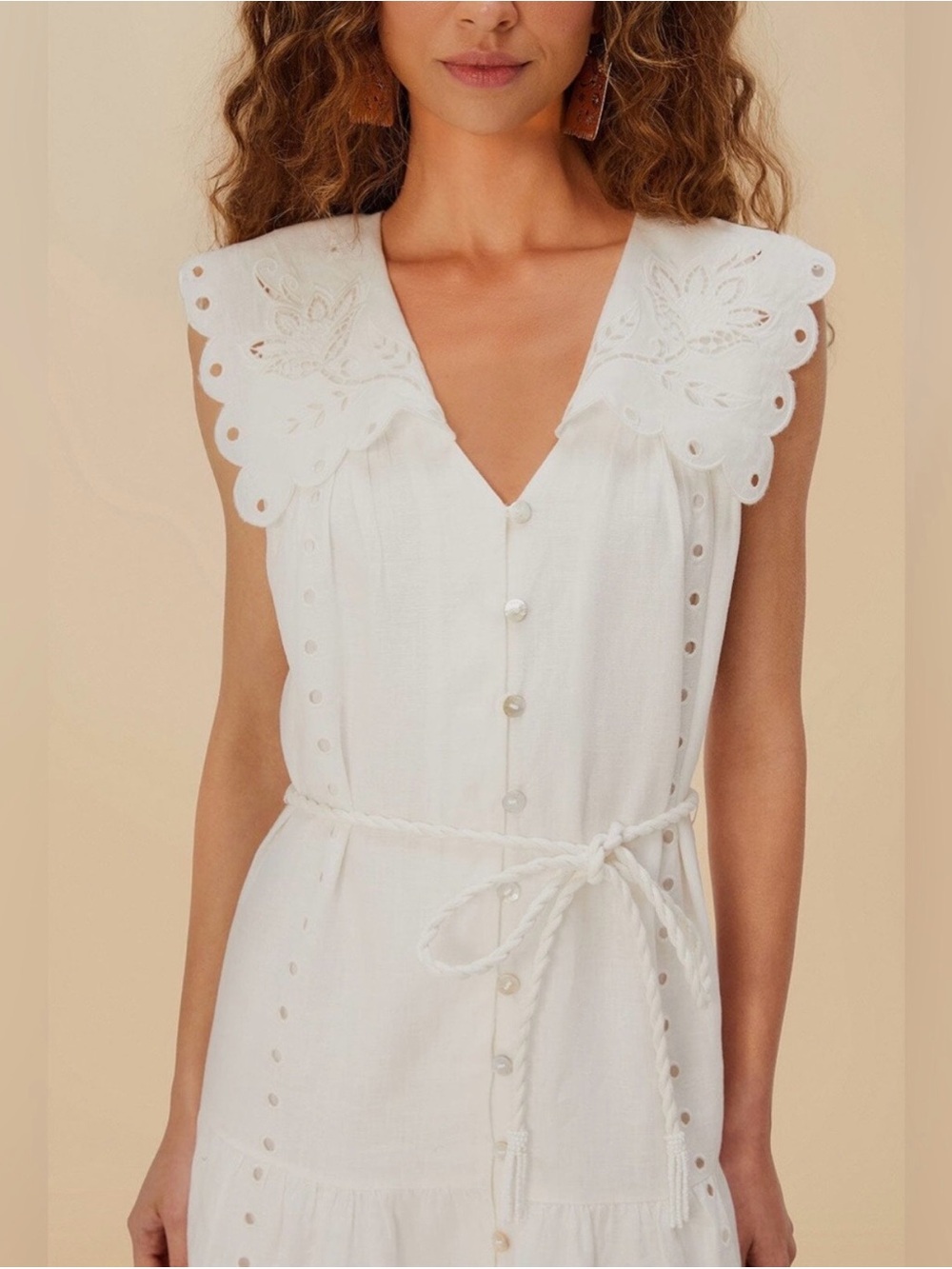 NWT Farm Rio Off-White Sleeveless Maxi Dress, sz S - Picture 4 of 7